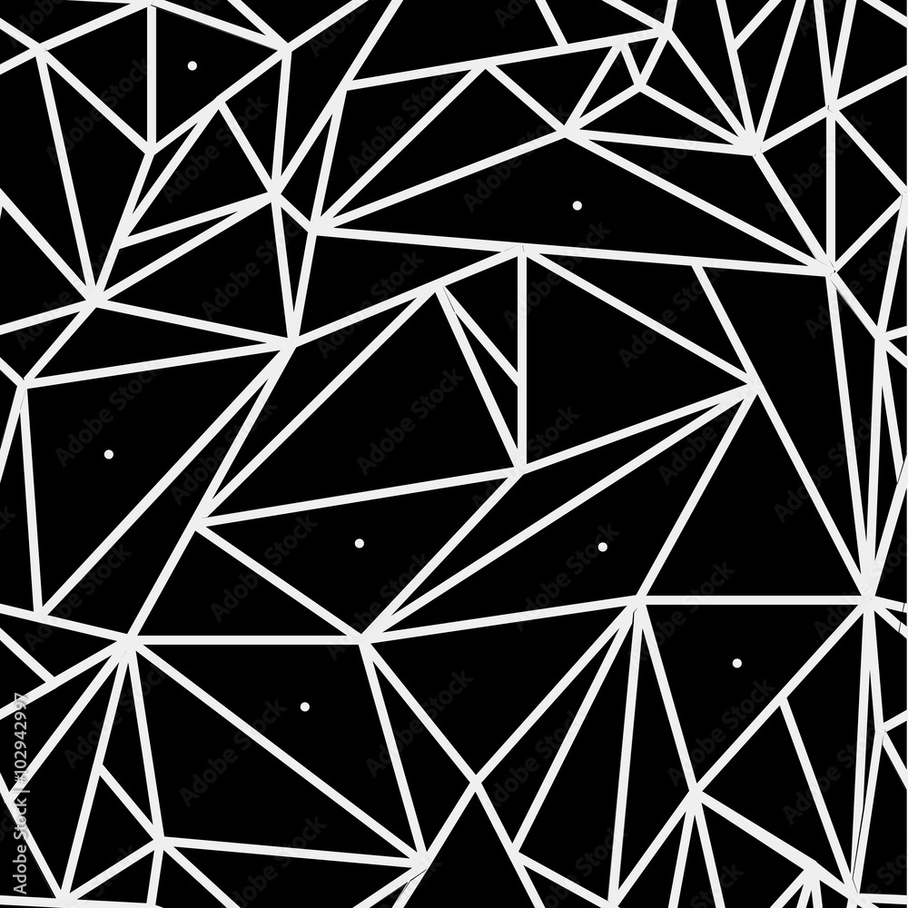 Geometric simple black and white minimalistic pattern, triangles or stained-glass window. Can be used as wallpaper, background or texture.