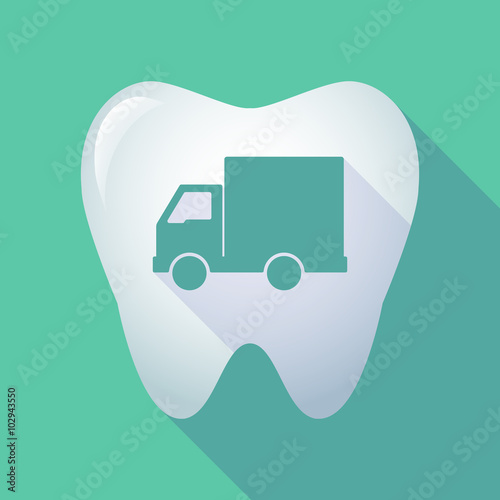 long shadow tooth icon with a  delivery truck