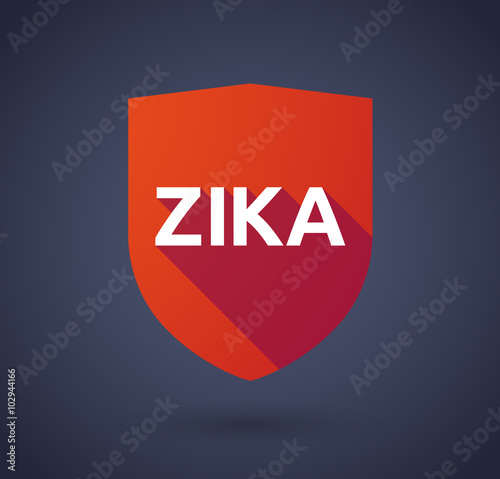 Illustration of the word "Zika"   in a long shadow shield icon