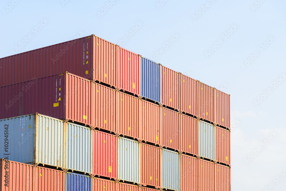 The stack of container in the ship yard at the port before export process The stack of container in the ship yard at the port before export process