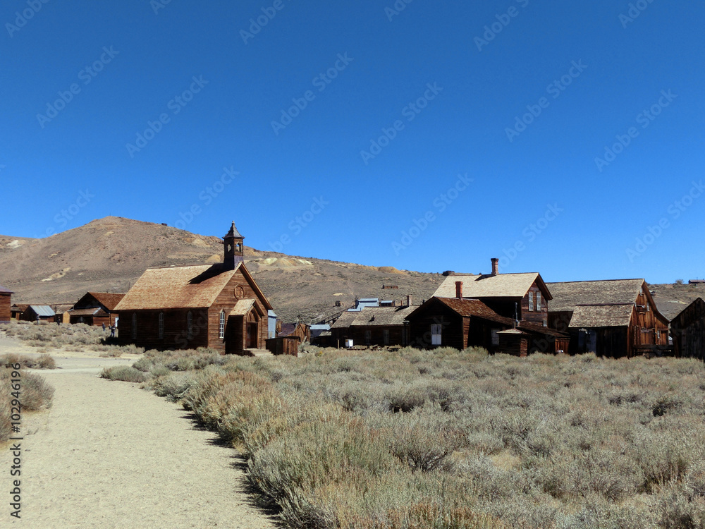Abandoned old ghost town of Bodie, California - landscape color photo