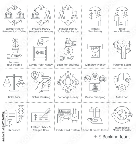 ebanking line icons