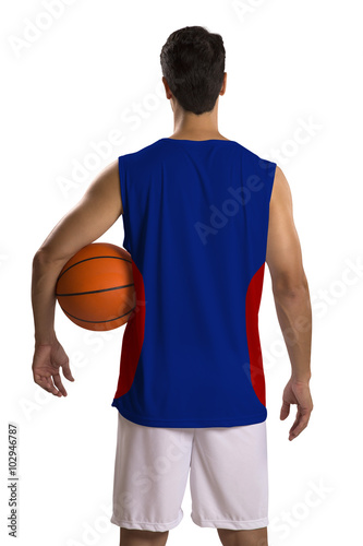 Professional American basketball player with ball.