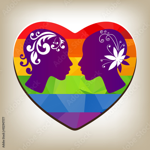 two girls silhouette and heart