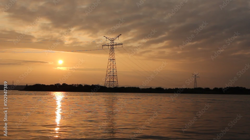 River, sunset, urban scenery, Nanchang, China River, sunset, urban scenery, Nanchang, China
