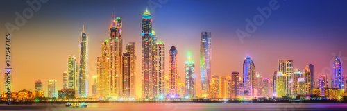 The beauty panorama of Dubai marina. UAE