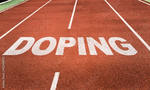 Doping written on running track