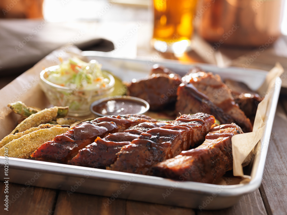barbecue platter with ribs and brisket barbecue platter with ribs and brisket
