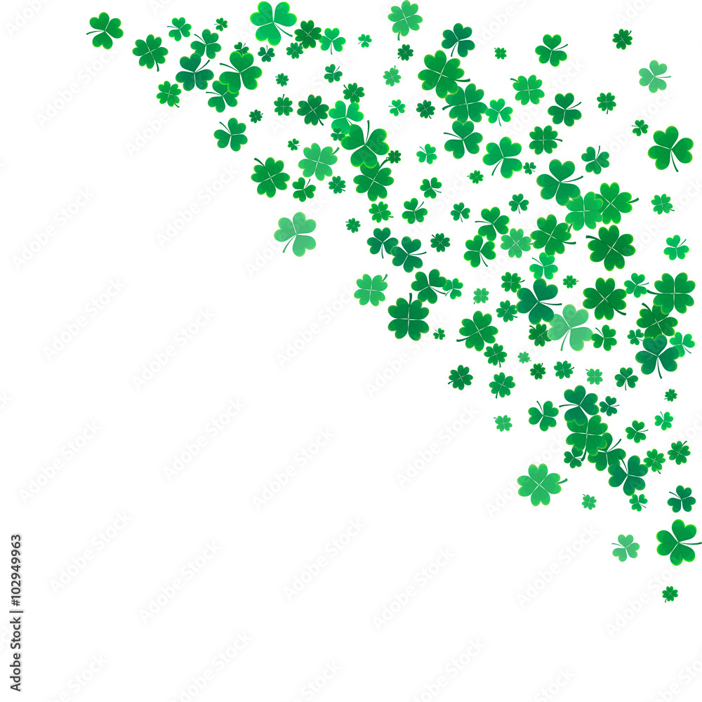 St. Patricks day background with flying clovers. St. Patricks day background with flying clovers.