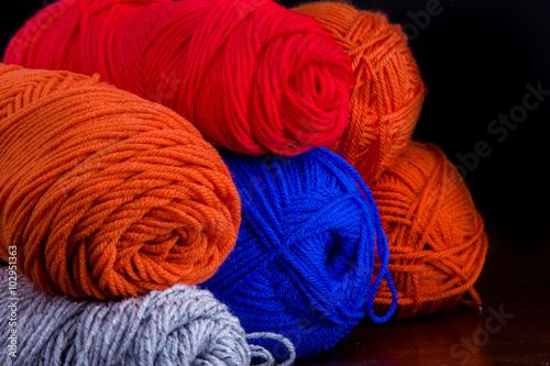 Canvas Print Bundles of yarn waiting to be used.