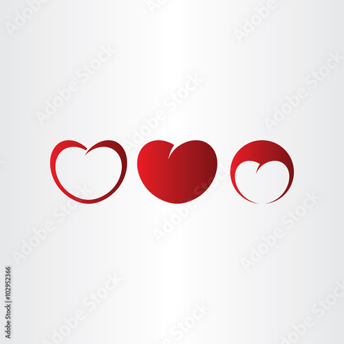 vector heart red love icon set collection