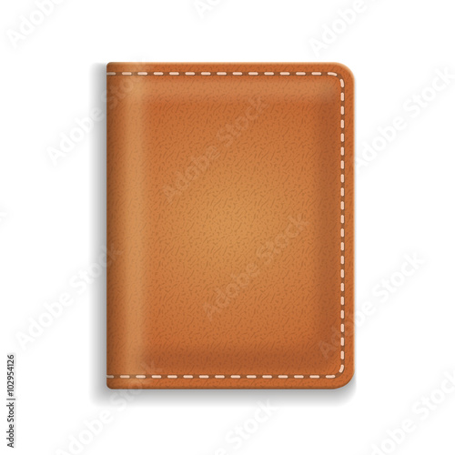 Leather diary or cooking book cover isolated on white background