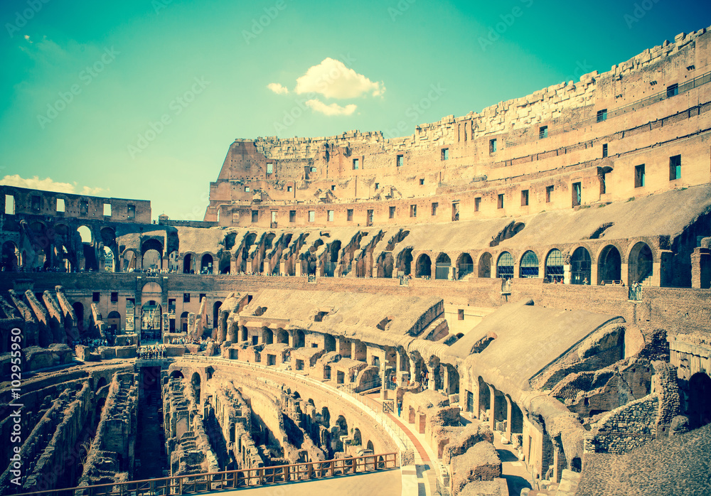 Italy. Rome. The ancient Collosseo. Tinted photo