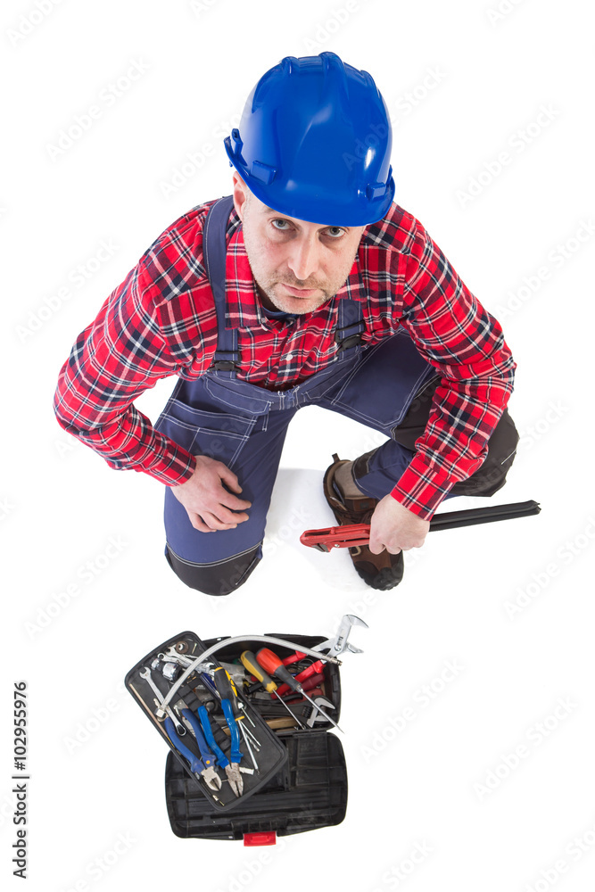 Plumber worker isolated on white
Plumber worker isolated on white