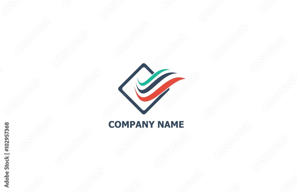 letter v abstract financial square logo