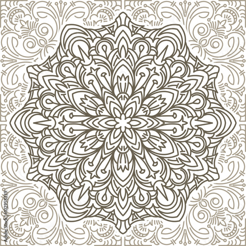 Doodle flower eamless pattern in brown tones. Vector decorative