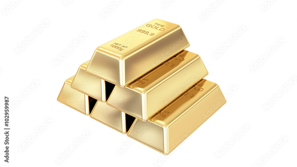 Golden bars isolated