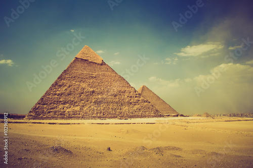 View of the Giza Pyramids. Egypt. Cairo.