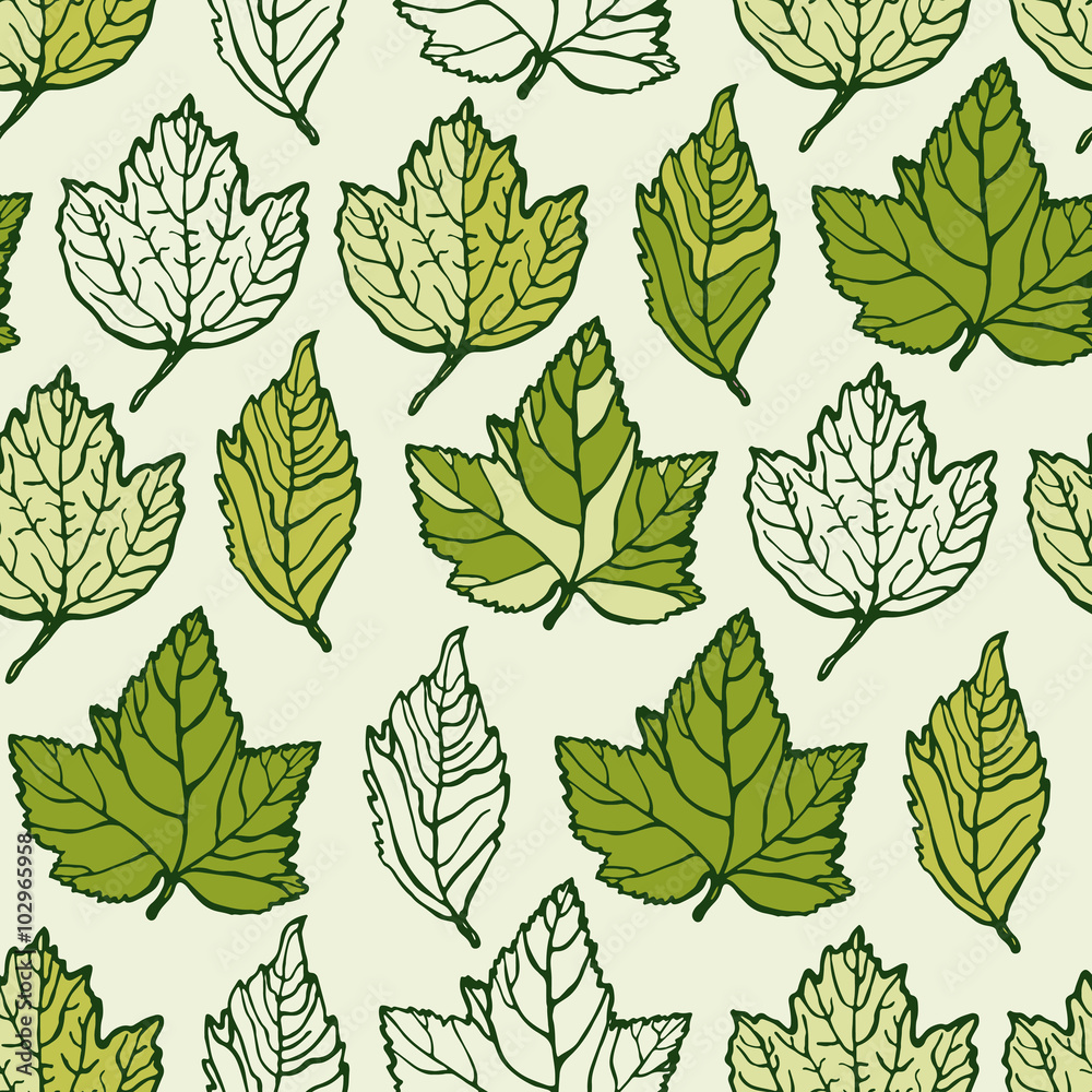 Fototapeta premium Seamless pattern with leaves. Wallpaper. Wrapping. Cover.