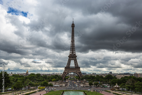 Panoramic view of The Eiffel Tower in Paris, France