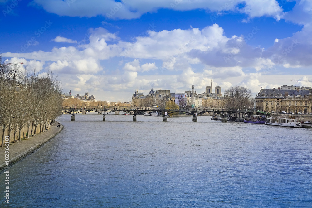 Fototapeta premium Paris, France, February 9, 2016: river Sena in Paris, France