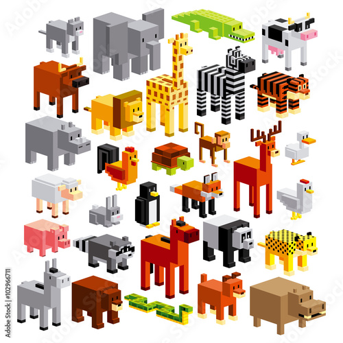 Set Of Different Cartoon Animals Isolated