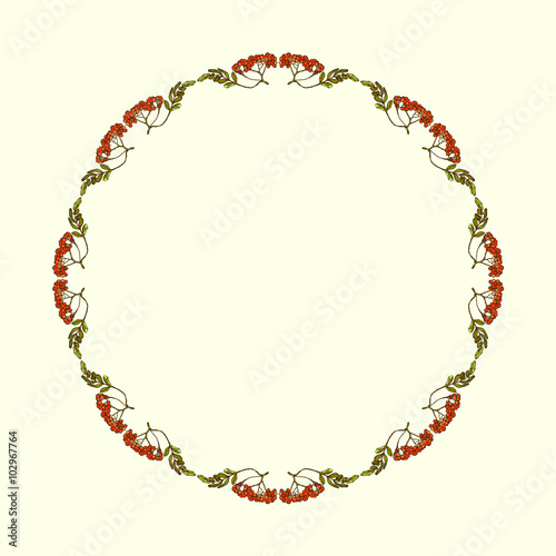 Wallpaper Mural Frame for your design with berries of mountain ash. Torontodigital.ca