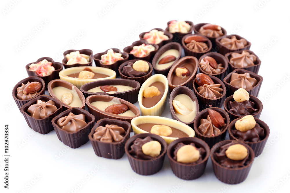 Chocolate sweets isolated on white Chocolate sweets isolated on white