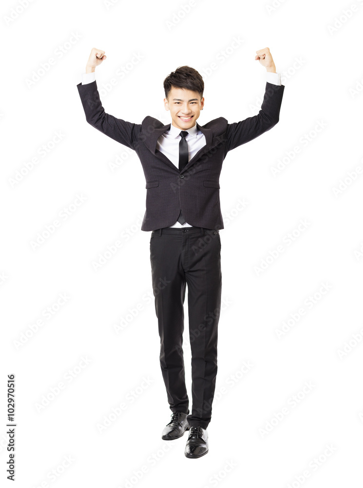 happy young business man with successful gesture happy young business man with successful gesture