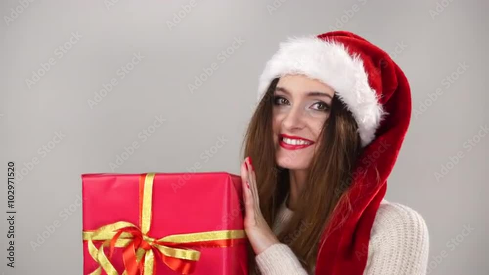 Woman holding present gift box for christmas 4K. Woman holding present gift box for christmas 4K.