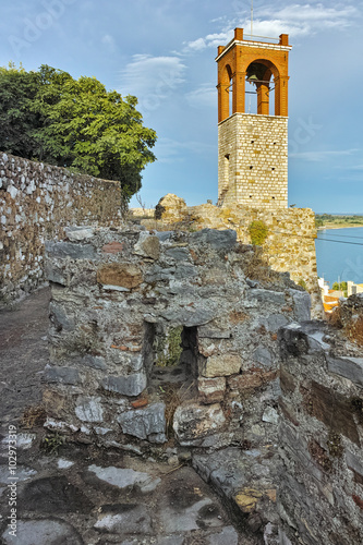 Ruiins and Clock tower in Nafpaktos town, Western Greece