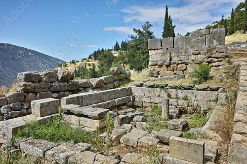 Panoramic view of Ancient Greek archaeological site of Delphi,Central Greece