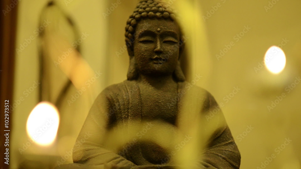 Pan shot of the statue of Buddha