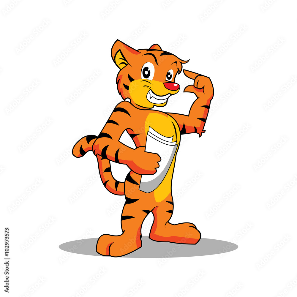 Smart Tiger Cartoon Mascot Illustration Stock Vector | Adobe Stock