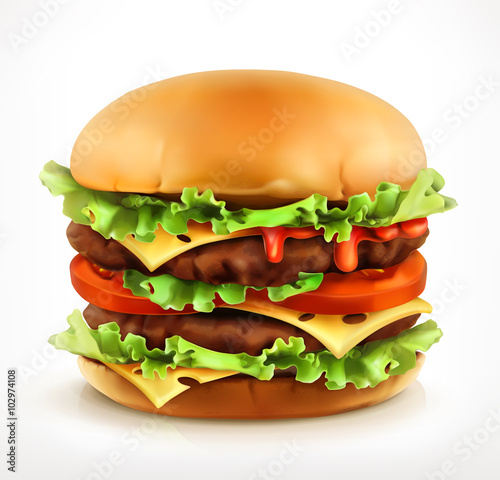 Big burger, vector icon