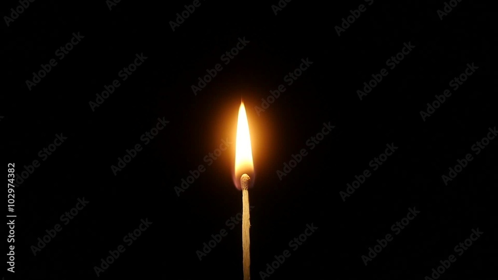 Burning match on dark background, in slowmotion. Burning match on dark background, in slowmotion.