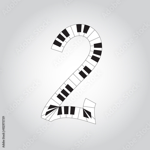 Abstract vector number four made from piano - numbers set