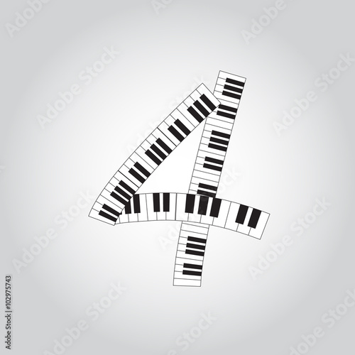 Abstract vector number four made from piano - numbers set