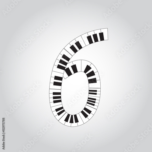 Abstract vector number four made from piano - numbers set