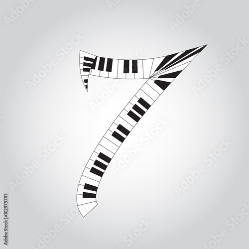 Abstract vector number four made from piano - numbers set