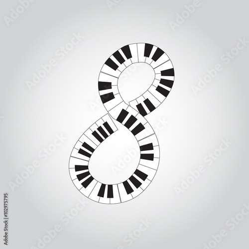 Abstract vector number four made from piano - numbers set