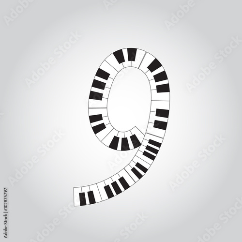 Abstract vector number four made from piano - numbers set