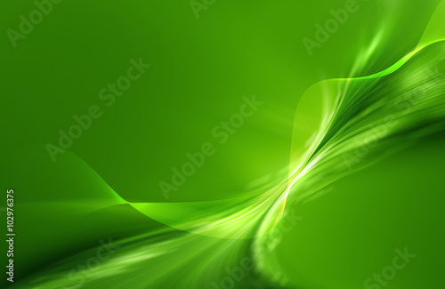 Green abstract background with mesh and curled shape and sparkle effect