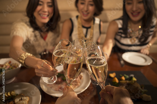 Five women have been toast with champagne