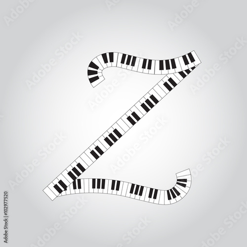 Abstract vector alphabet -  Z made from  piano - alphabet set