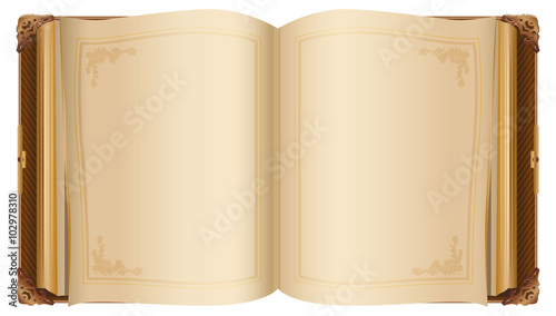 Retro open book with blank pages