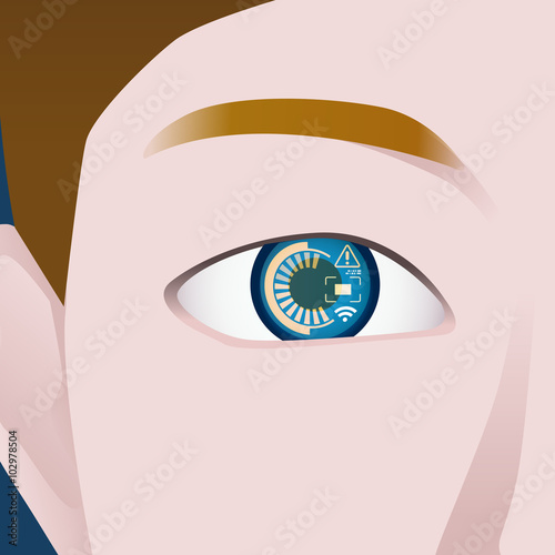 various display on contact lens, image illustration, vector