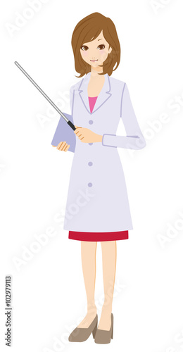 白衣　女性　指示棒