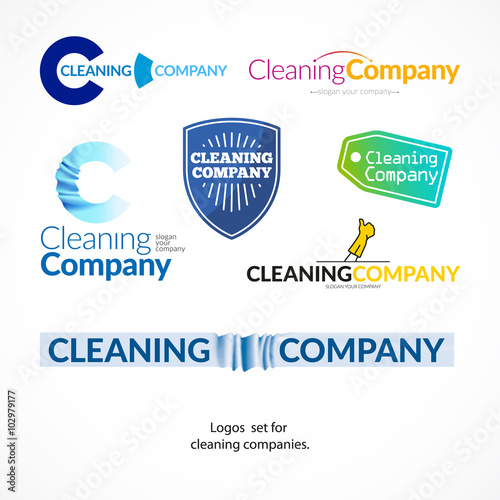 Vector collection logo set for cleaning company. 