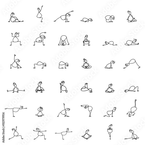 Hand drawing line cartoon yoga for pregnancy